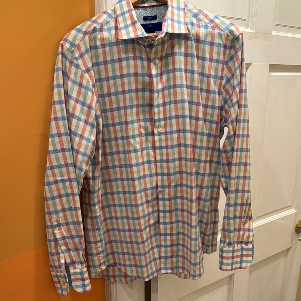 Egara Casual Blue and Red Button Down Shirt